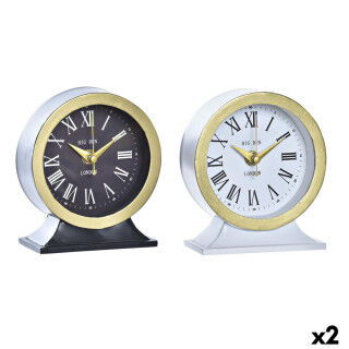 Reloj de Mesa DKD Home Decor Blanco Negro (2 Unidades)
