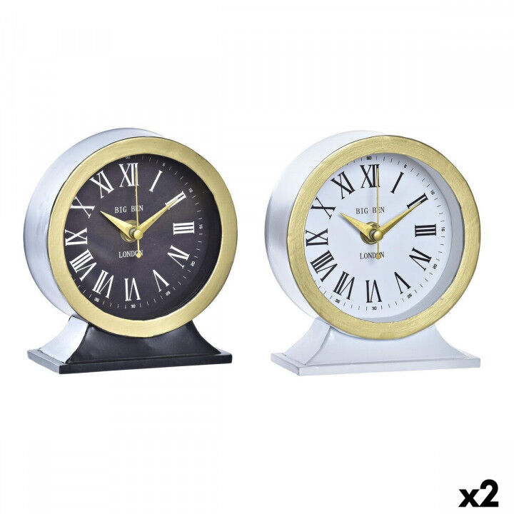 Reloj de Mesa DKD Home Decor Blanco Negro (2 Unidades)