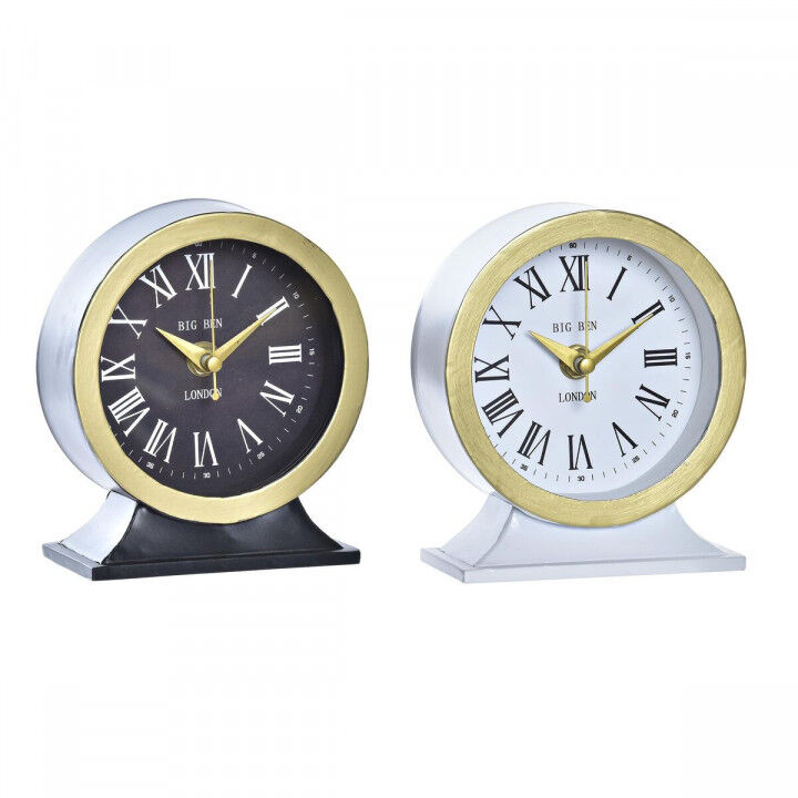 Table clock DKD Home Decor White Black (2 Units)