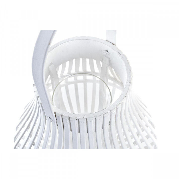Lanterne DKD Home Decor Blanc Multicouleur Métal Bambou Verre Urbaine 30 x 40 cm 29 x 29 x 34 cm