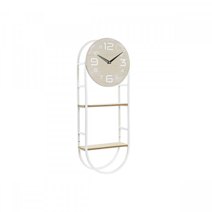 Horloge Murale DKD Home Decor Naturel Métal MDF Blanc (25,5 x 11,5 x 71 cm)