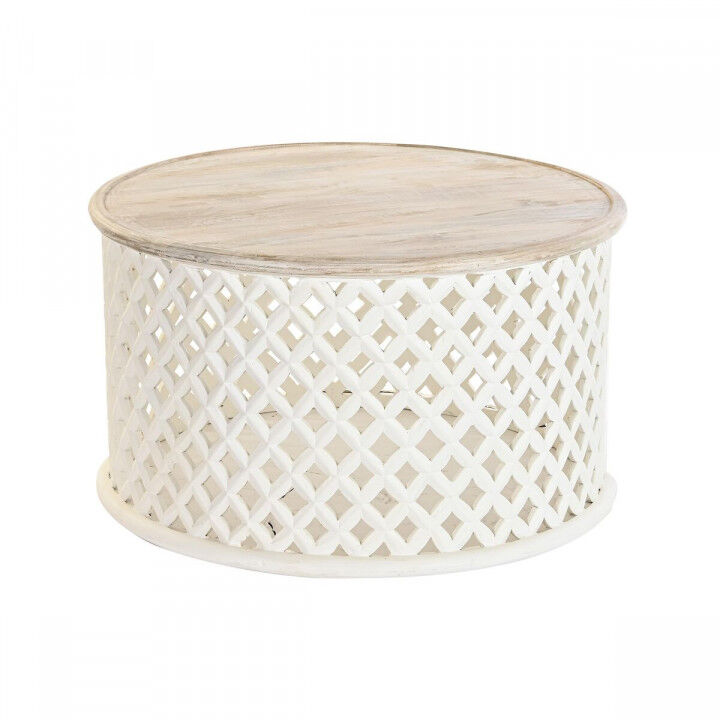 Table Basse DKD Home Decor Blanc Naturel Aluminium Bois de manguier 81 x 81 x 45 cm