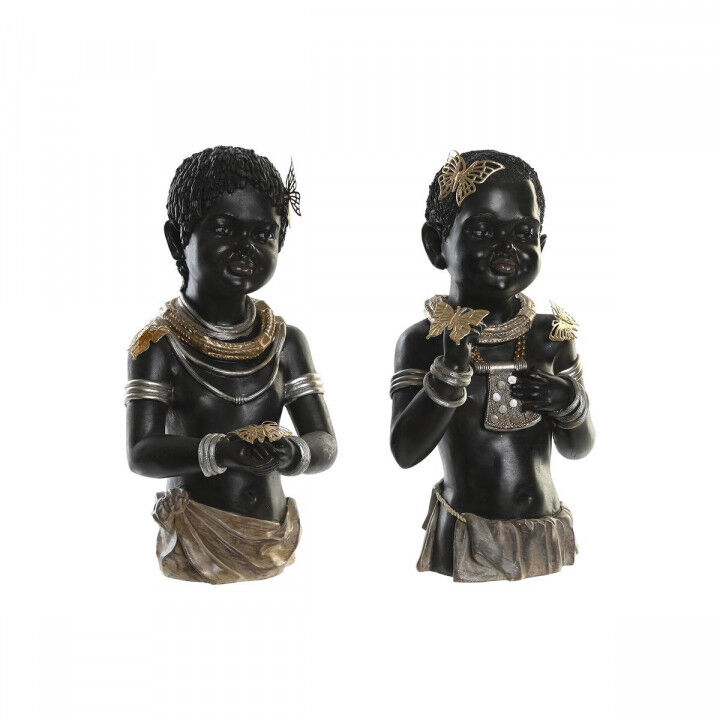 Decoratieve figuren DKD Home Decor 20,5 x 18 x 35 cm Zwart Koloniaal Afrikaanse (2 Stuks)