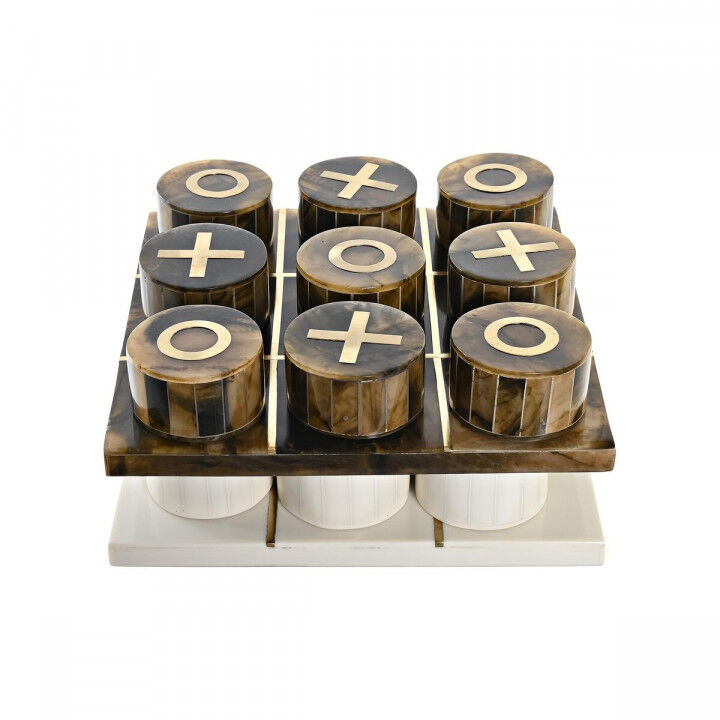 Deko-Figur DKD Home Decor Tischspiel 20,5 x 20,5 x 5 cm Weiß Bernstein Metallic Moderne