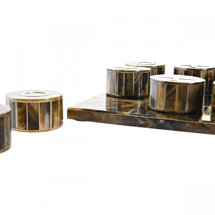 Deko-Figur DKD Home Decor Tischspiel 20,5 x 20,5 x 5 cm Weiß Bernstein Metallic Moderne