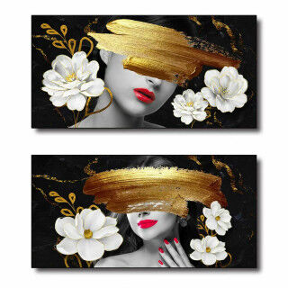 Canvas DKD Home Decor Canvas Hout MDF 80 x 2 x 40 cm