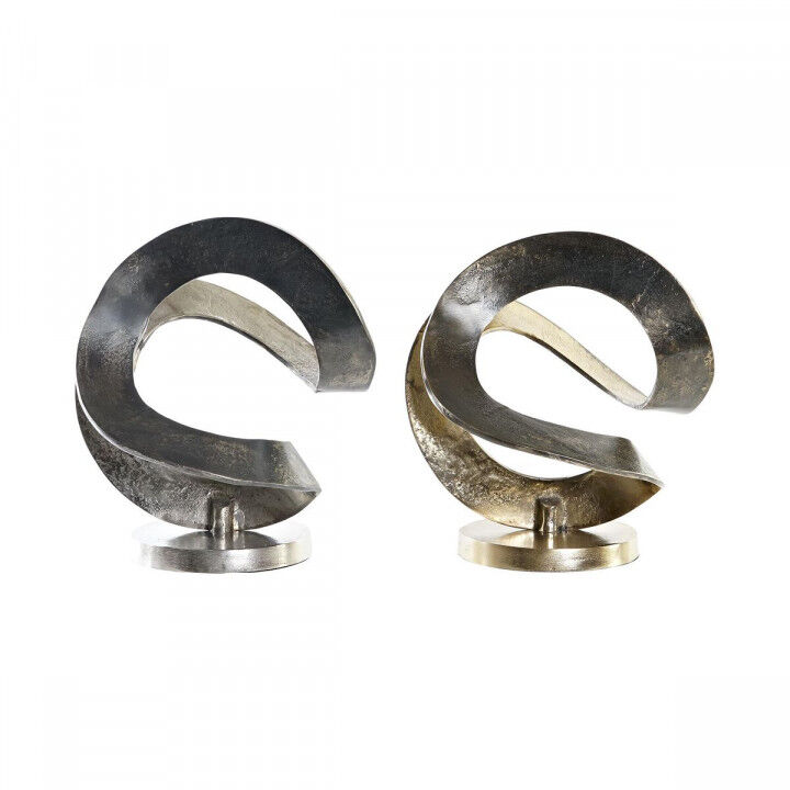 Decoratieve figuren DKD Home Decor 30 x 29 x 33 cm Abstract Zilverkleurig Gouden Modern (2 Stuks)