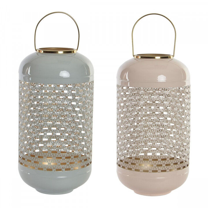 Kaarshouder DKD Home Decor 24 x 24 x 46 cm Blauw Roze Aluminium 24 x 24 x 56 cm (2 Stuks)