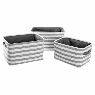 Korb-Set DKD Home Decor Weiß Grau Streifen 42 x 32 x 25 cm 3 Stücke