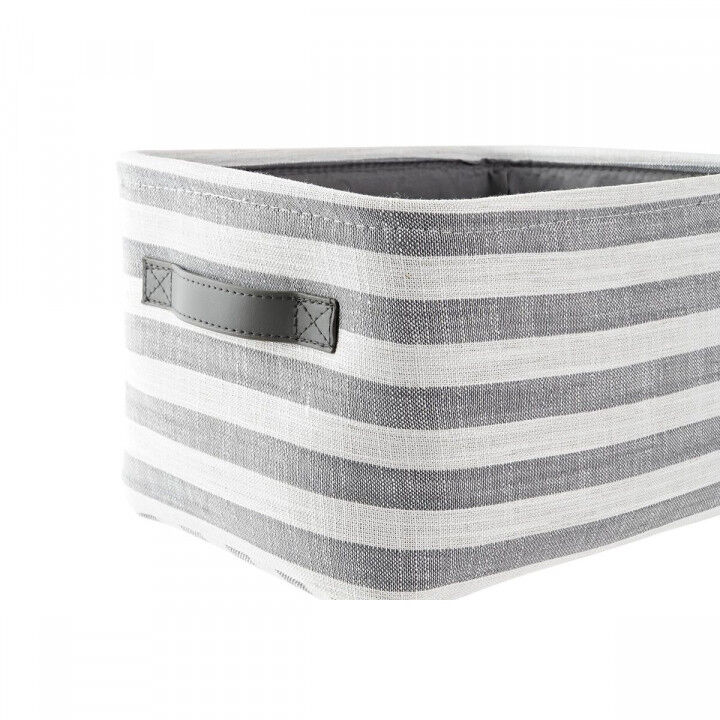 Basket set DKD Home Decor White Grey Stripes 42 x 32 x 25 cm 3 Pieces