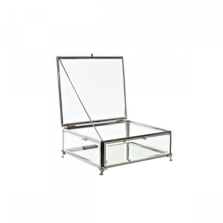 Doos-Juwelenkistje DKD Home Decor Transparant Zilverkleurig Metaal Kristal 25 x 21 x 10 cm