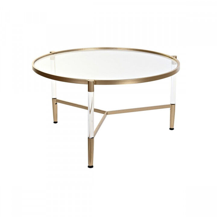 Mesa de Centro DKD Home Decor Glamour Transparente Dorado Acrílico Metal 87 x 87 x 50 cm