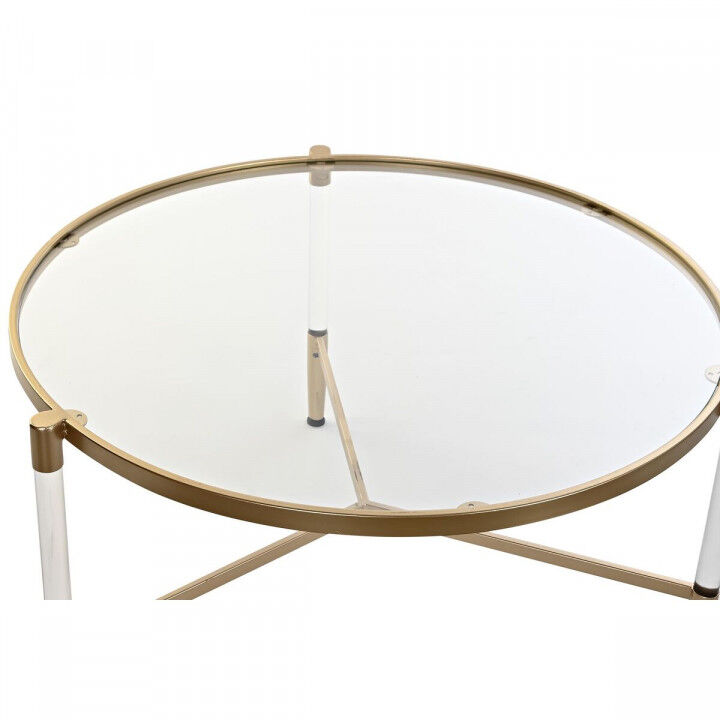 Mesa de Centro DKD Home Decor Glamour Transparente Dorado Acrílico Metal 87 x 87 x 50 cm