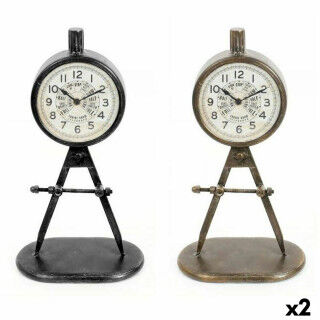 Horloge de table DKD Home Decor Noir Doré Loft (2 Unités)