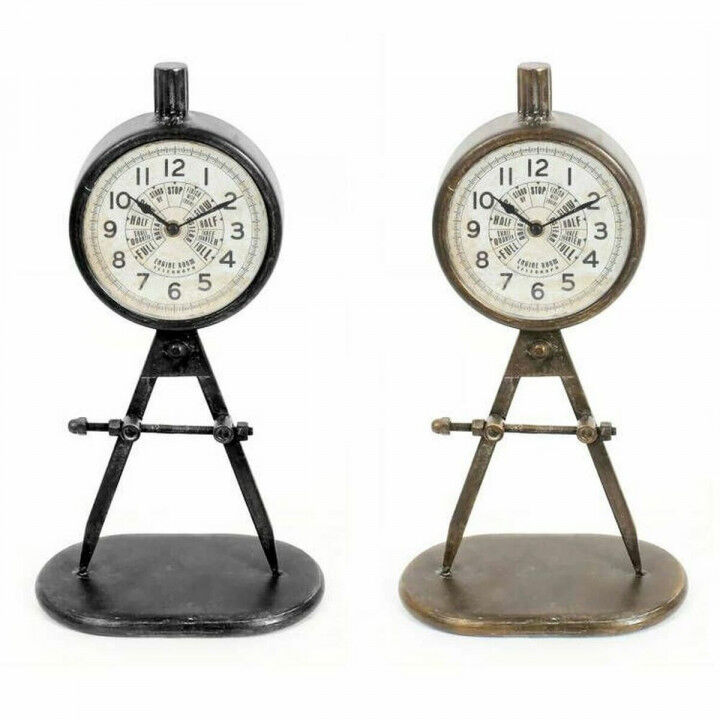 Orologio da Tavolo DKD Home Decor Nero Dorato Loft (2 Unità)