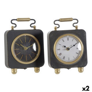 Reloj de Mesa DKD Home Decor Negro Dorado Plateado (2 Unidades)