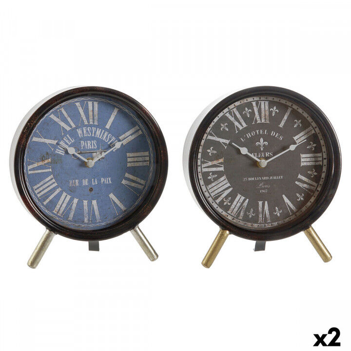 Reloj de Mesa DKD Home Decor Azul Negro Vintage (2 Unidades)