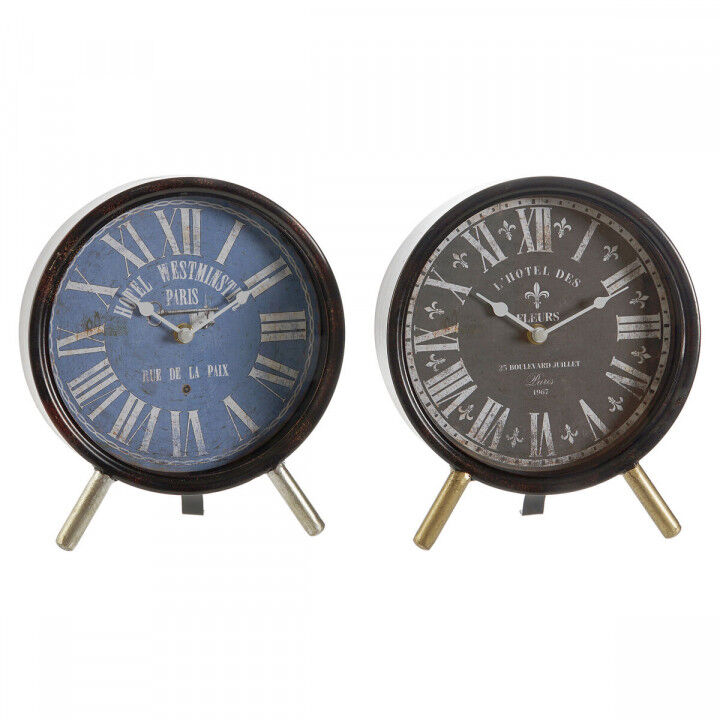 Table clock DKD Home Decor Blue Black Vintage (2 Units)