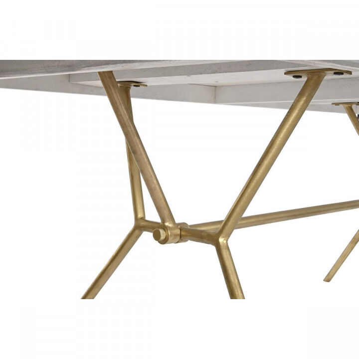 Dining Table DKD Home Decor Grey Golden White Brass Mango wood (180 x 90 x 76 cm)