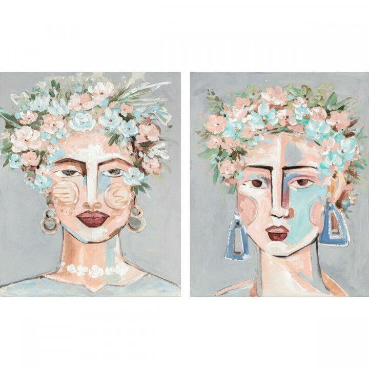 Lienzo DKD Home Decor Flores Moderno 80 x 3,7 x 100 cm (2 Unidades)