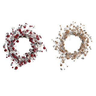 Weihnachtskranz DKD Home Decor Rot Silberfarben Gold Metall Weiß (40 x 10 x 40 cm) (2 Stück)