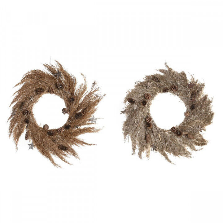 Ghirlanda di Natale DKD Home Decor Fiore (2 Unità) (60 x 5 x 60 cm)