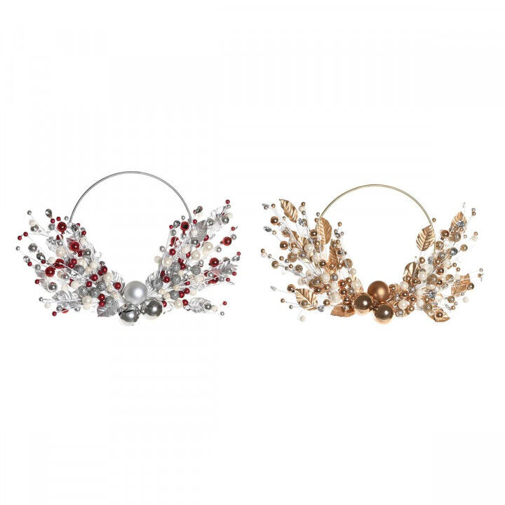 Couronne de Noël DKD Home Decor Métal Polyester (55 x 5 x 40 cm) (2 Unités)