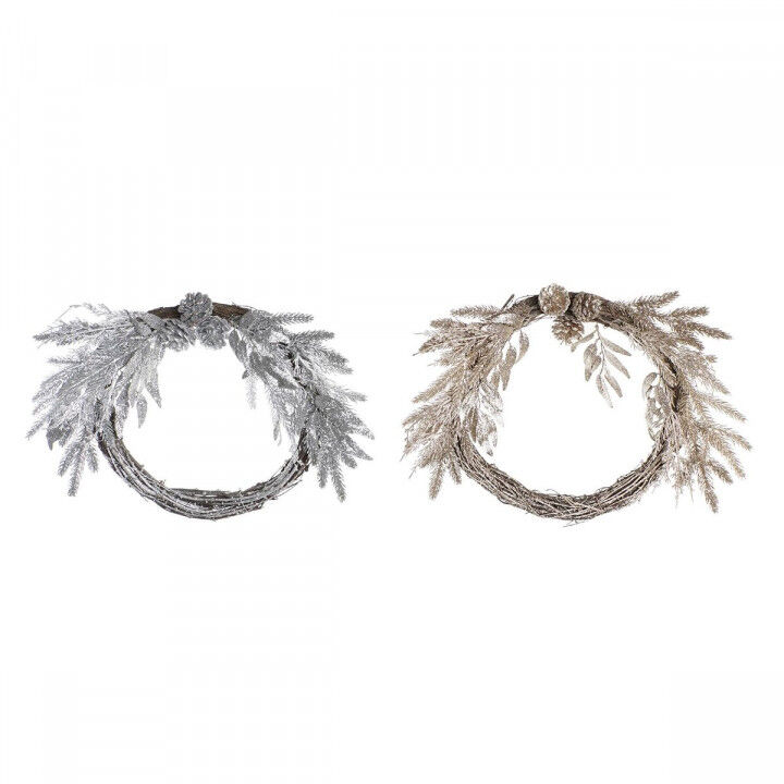 Corona de Navidad DKD Home Decor Metal Poliéster (50 x 6 x 40 cm) (2 Unidades)