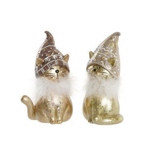 Décorations de Noël DKD Home Decor Résine Chat (9 x 6 x 15 cm) (2 Unités)