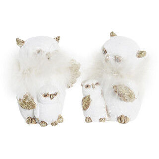 Décorations de Noël DKD Home Decor Hibou Résine (7,5 x 7 x 10 cm) (2 Unités)