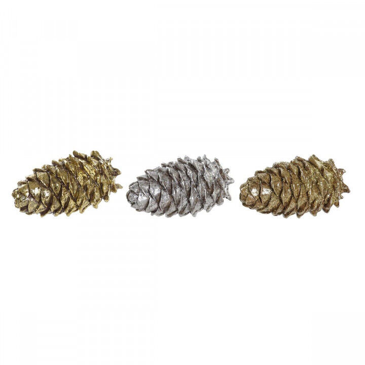 Weihnachtsschmuck DKD Home Decor Silberfarben Gold Ananas Harz (13 x 7,5 x 7,5 cm) (3 Stück)