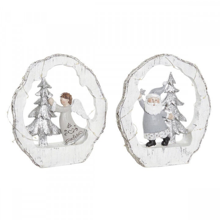 Weihnachtsschmuck DKD Home Decor Silberfarben Gold Weiß Harz (17 x 4,5 x 19 cm) (2 Stück)