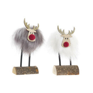 Weihnachtsschmuck DKD Home Decor Grau Gold Weiß Rentier (7 x 5 x 16 cm) (2 Stück)