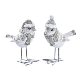 Décorations de Noël DKD Home Decor Résine Oiseau (10,5 x 5,5 x 10,5 cm) (2 Unités)