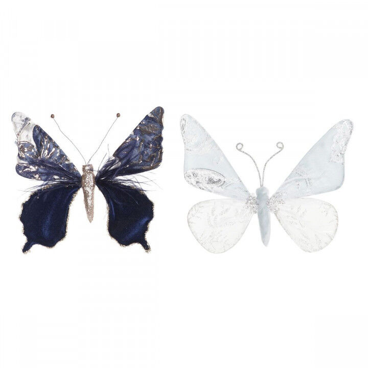 Weihnachtsschmuck DKD Home Decor Polyester Schmetterling (2 Stück) (23 x 3 x 19 cm)