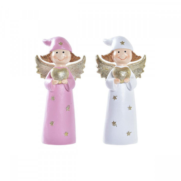 Decorazione Natalizia DKD Home Decor Porcellana Angelo (7 x 5 x 14 cm) (2 Unità)