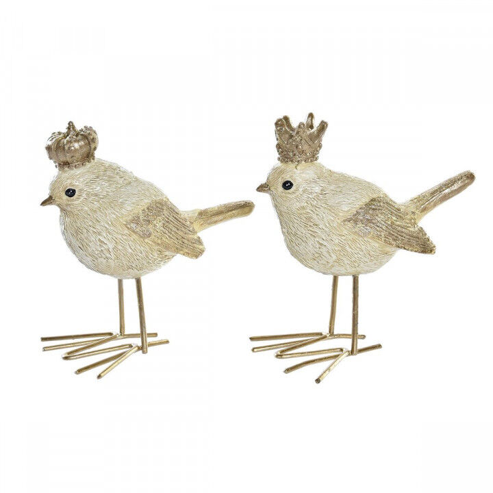 Adorno Navideño DKD Home Decor Resina Pájaro (11 x 5 x 9,5 cm) (2 Unidades)