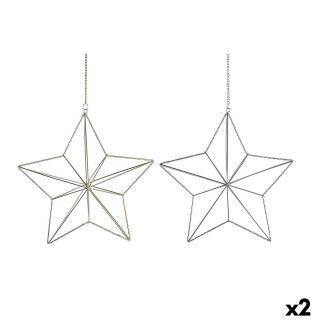 Adorno Navideño DKD Home Decor Metal Estrella (2 Unidades) (30 x 11 x 30 cm)