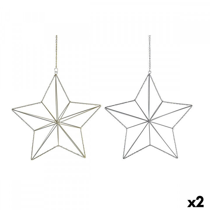 Décorations de Noël DKD Home Decor Métal Étoile (2 Unités) (30 x 11 x 30 cm)