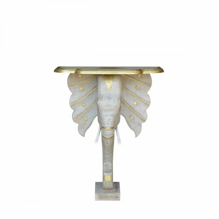 Meuble d'Entrée DKD Home Decor Blanc Gris Doré 80 x 30 x 96 cm Eléphant