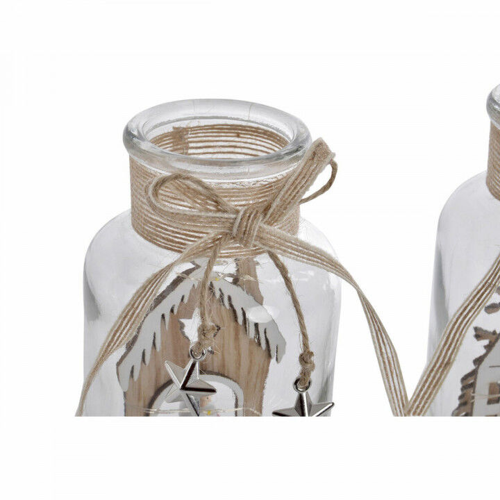 Verlichte decoratie DKD Home Decor Kerstmis Natuurlijk Huis (2 Stuks) (9 x 9 x 17 cm)