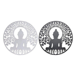 Wanddekoration DKD Home Decor Metall Buddha (2 Stück) (60 x 1 x 60 cm)