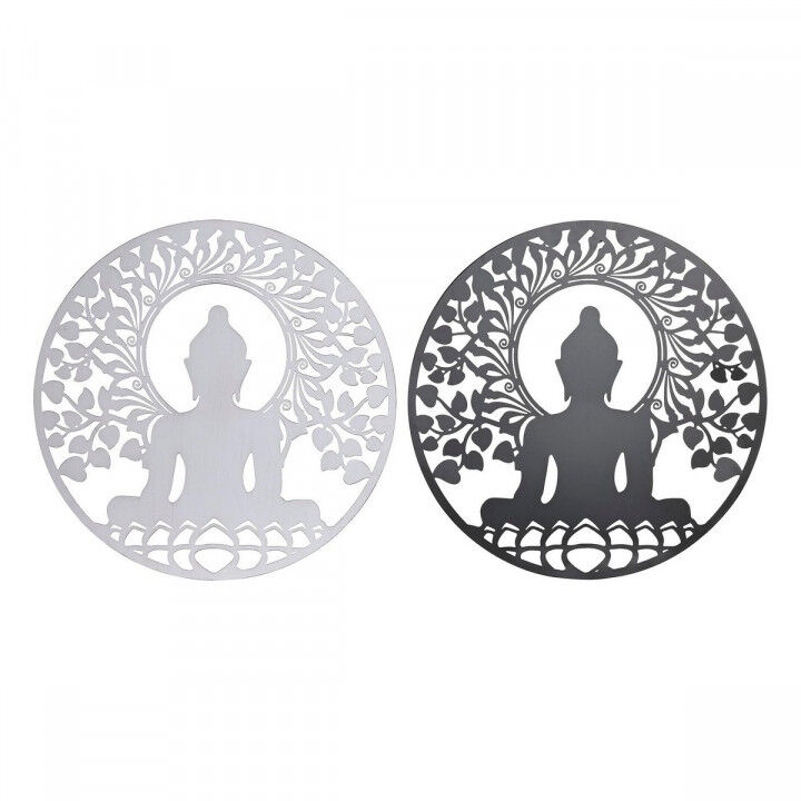 Decoración de Pared DKD Home Decor Metal Buda (2 Unidades) (60 x 1 x 60 cm)