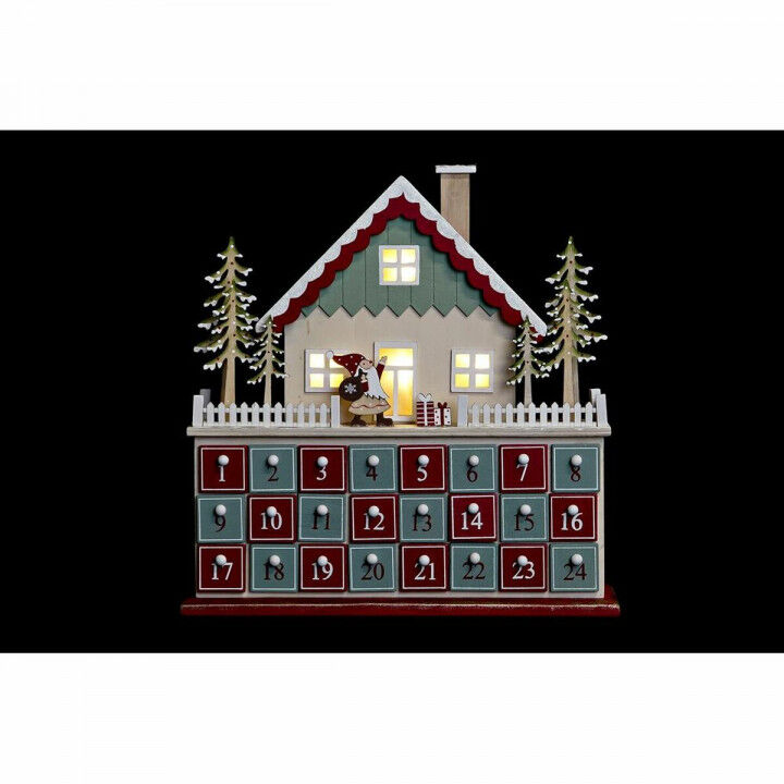 Calendario de Adviento DKD Home Decor Madera Casa (32 x 8 x 33 cm) (2 Unidades)