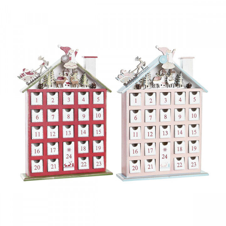 Calendrier de l’Avent DKD Home Decor Bois Maison (27 x 7 x 40 cm) (2 Unités)