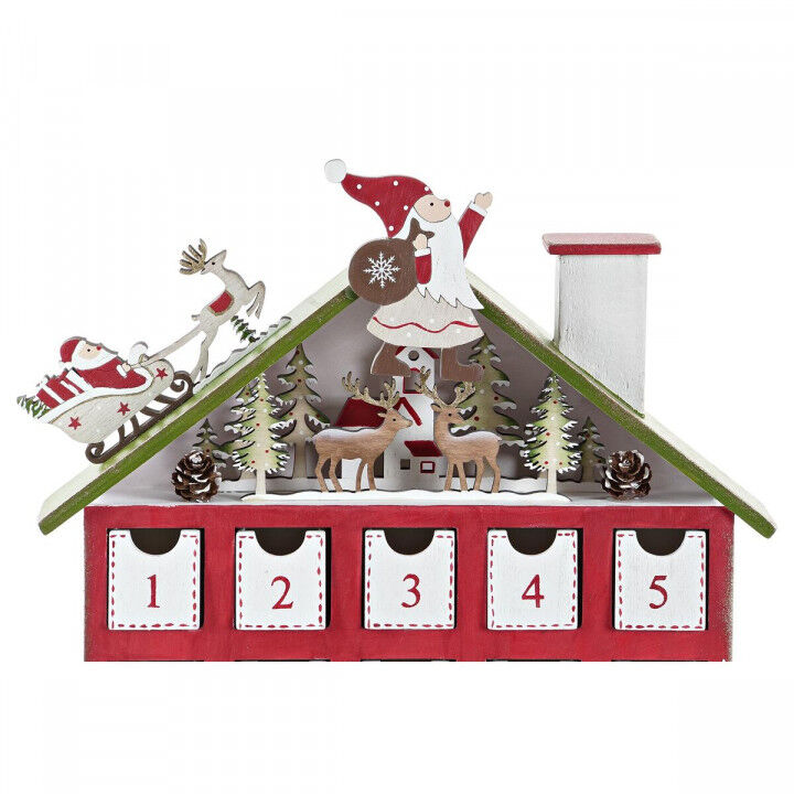 Advent Calendar DKD Home Decor Wood House (27 x 7 x 40 cm) (2 Units)