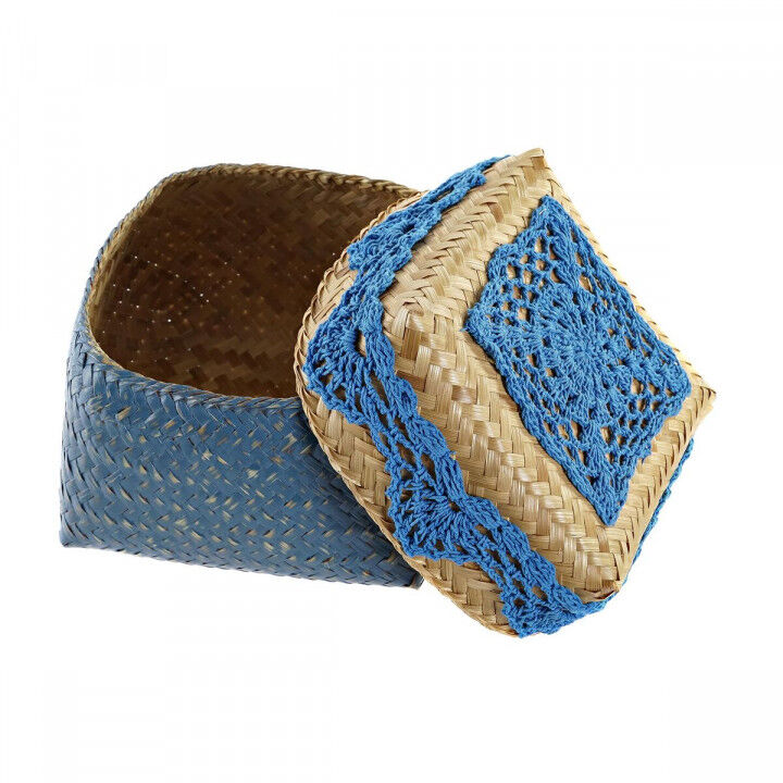 Set dekorativer Karten DKD Home Decor Blau türkis natürlich Hellgrau Bambus Boho