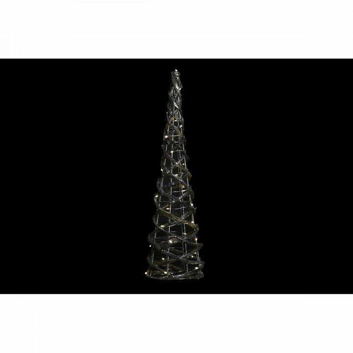 Decoración luminosa DKD Home Decor Dorado Plateado Natural 19 x 19 x 62 cm Conos Navidad AA x 2, no incluidas (2 Unidades)