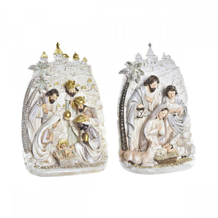 Weihnachtskrippe DKD Home Decor Gold Creme Harz Bunt (18 x 9 x 25,5 cm) (2 Stück)