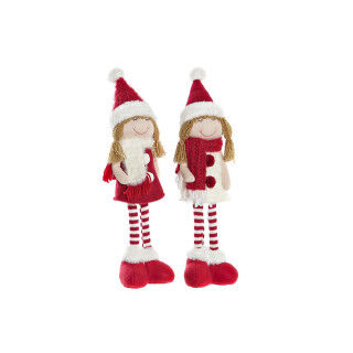 Decoratieve figuren DKD Home Decor Kerstmis Pop Polyester Meisjes (11 x 7 x 43 cm) (2 Stuks)